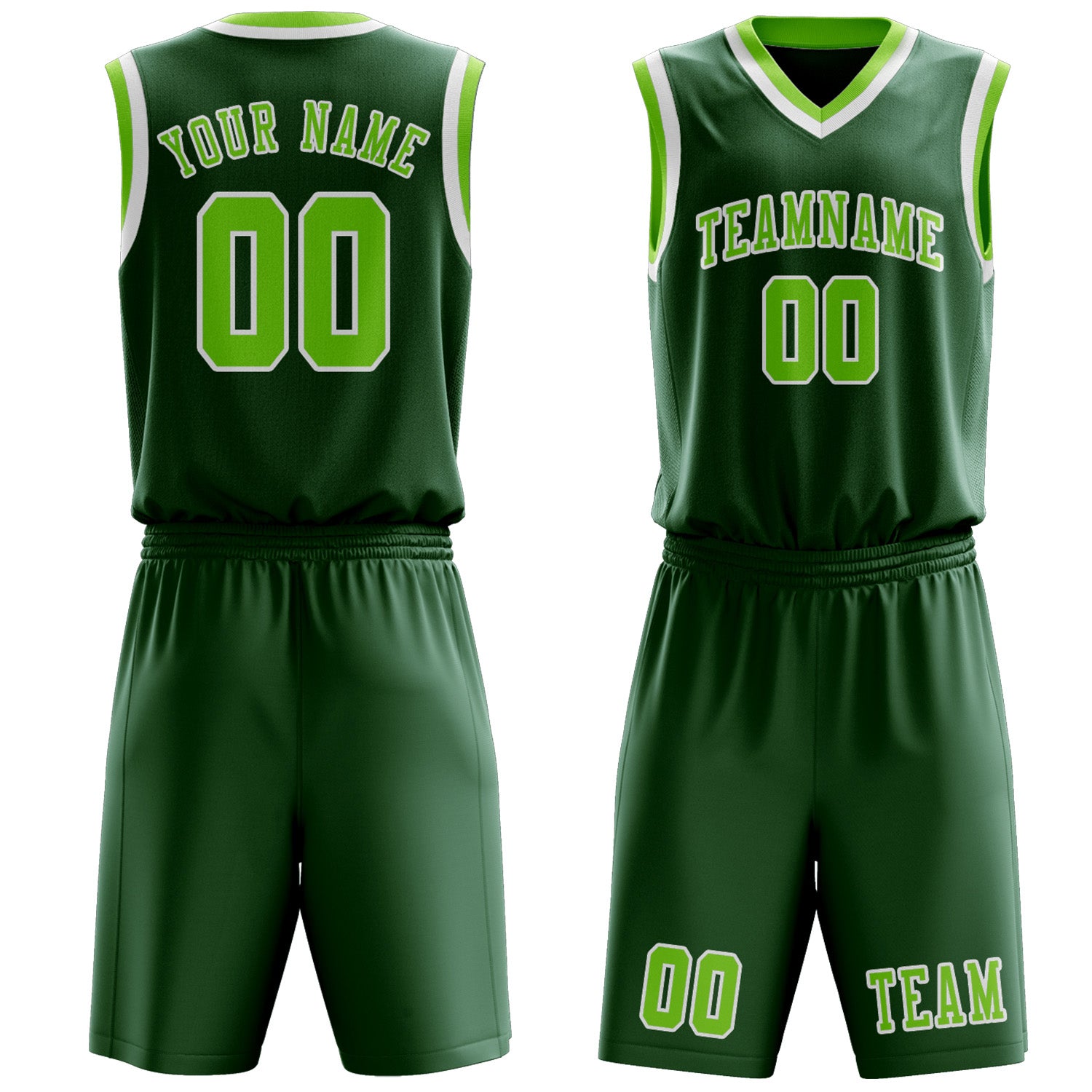 Custom Green Emerald Green Basketball Set