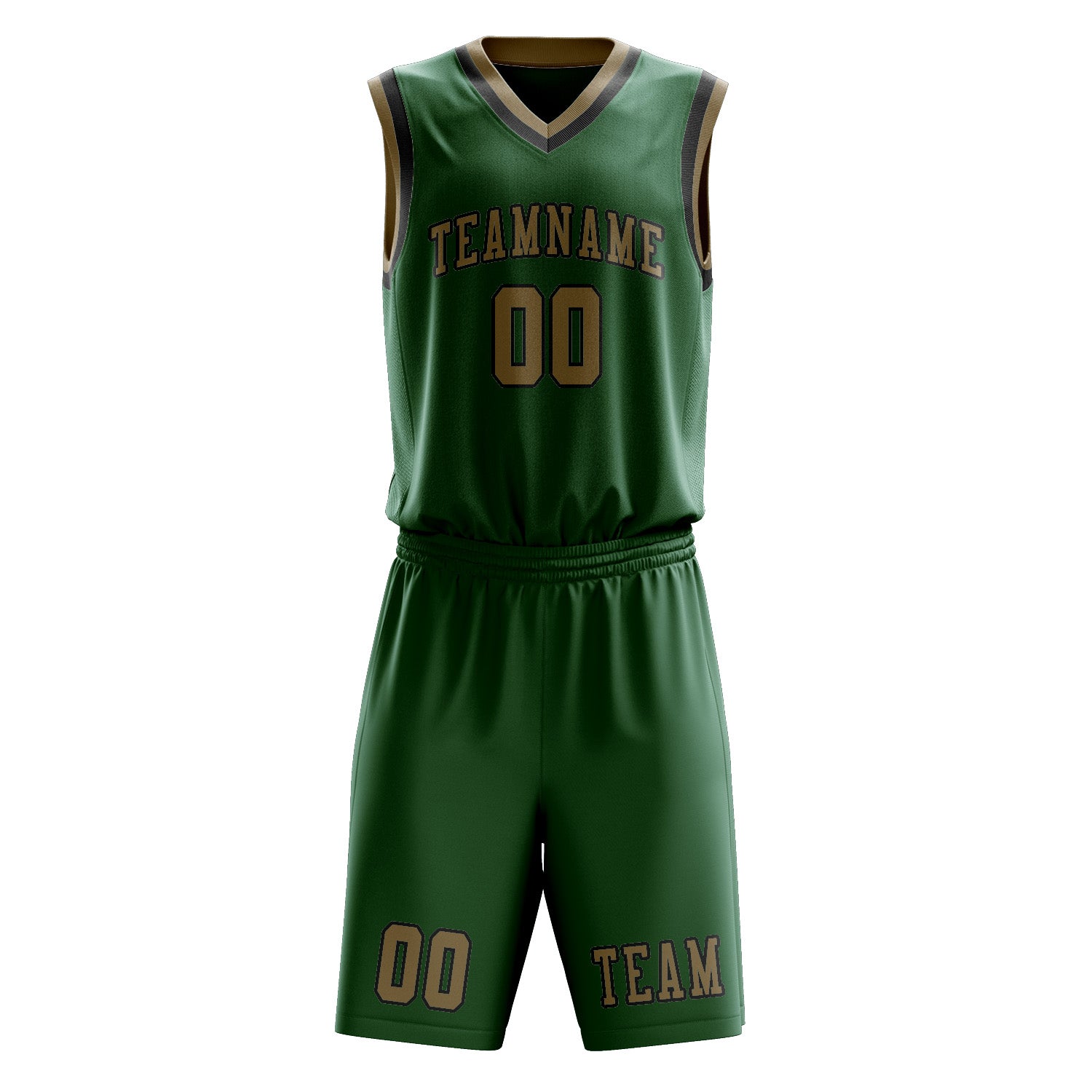 Custom Green Light Khaki Basketball Set