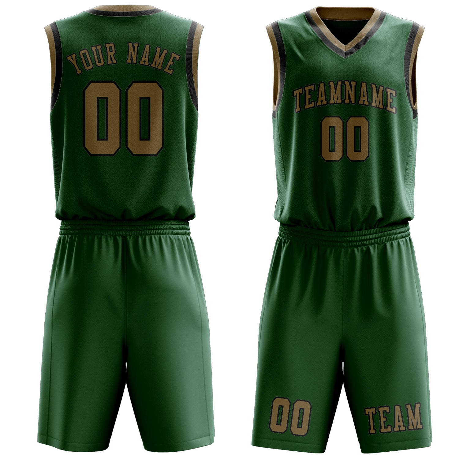 Custom Green Light Khaki Basketball Set