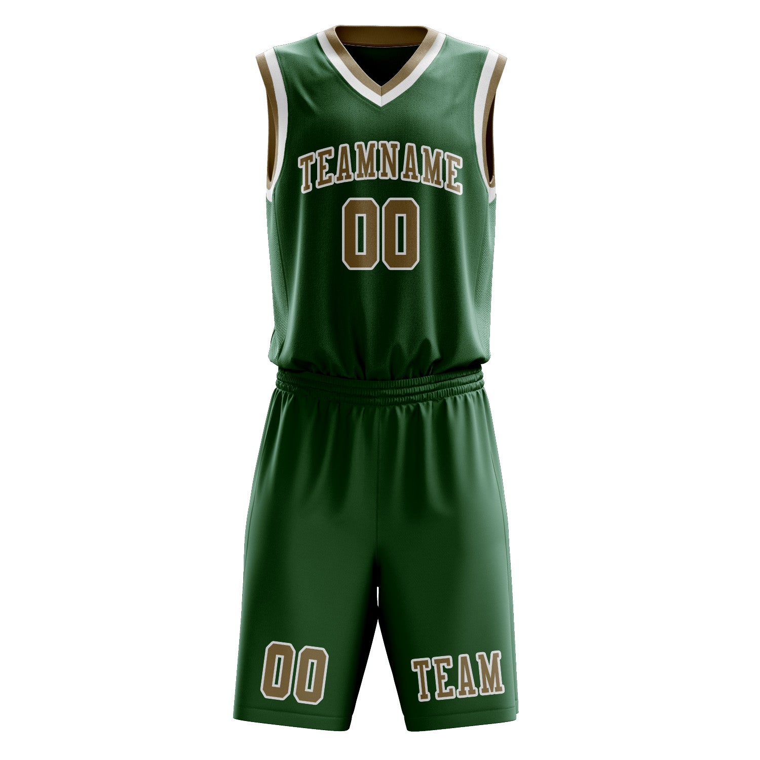 Custom Green Light Khaki Basketball Set