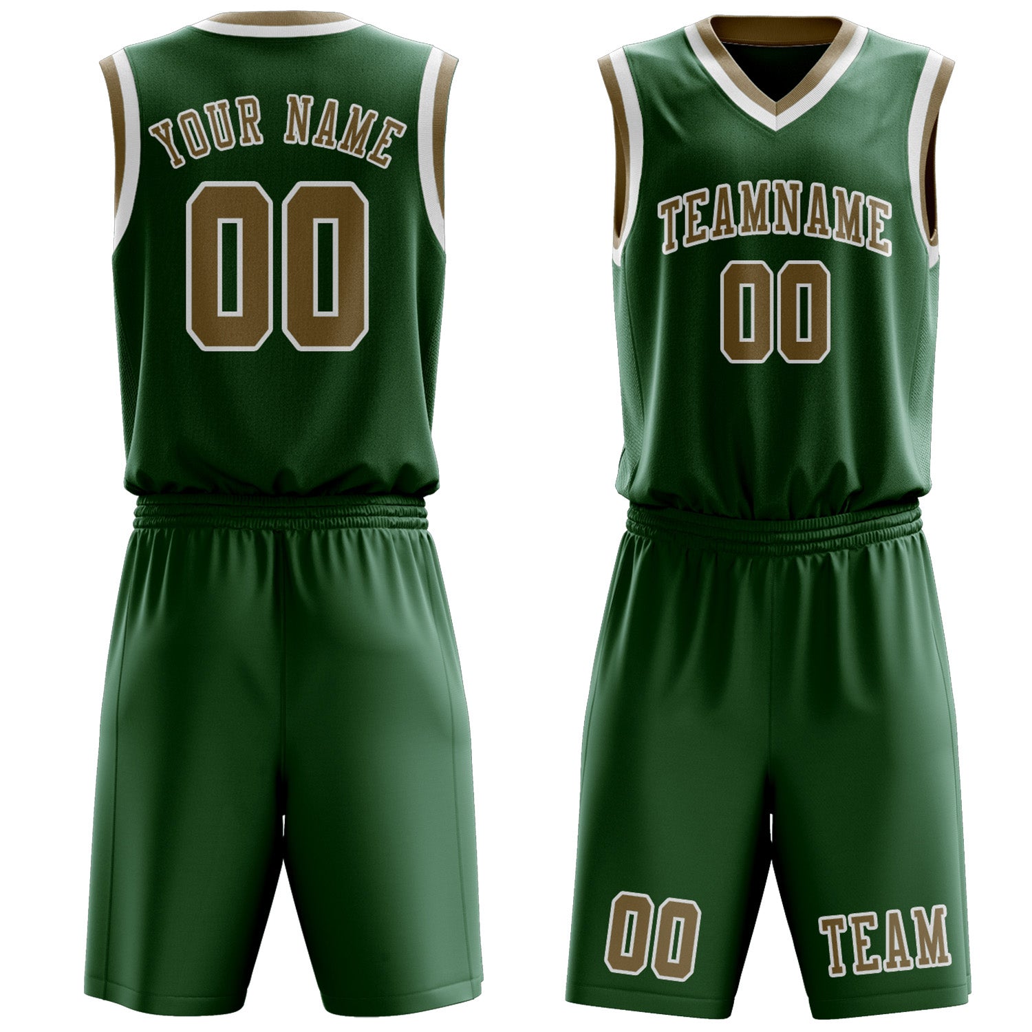 Custom Green Light Khaki Basketball Set
