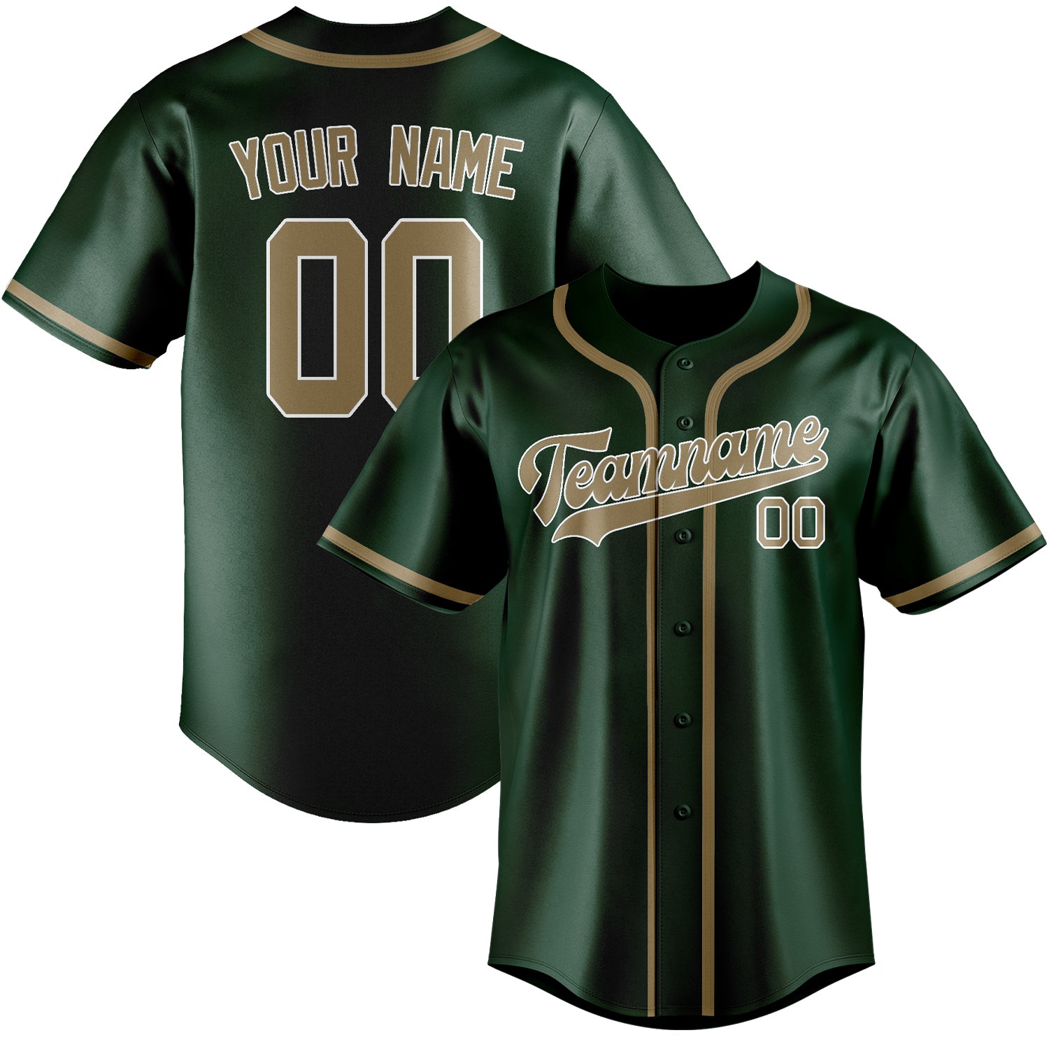 Custom Green Light Khaki Baseball Jersey