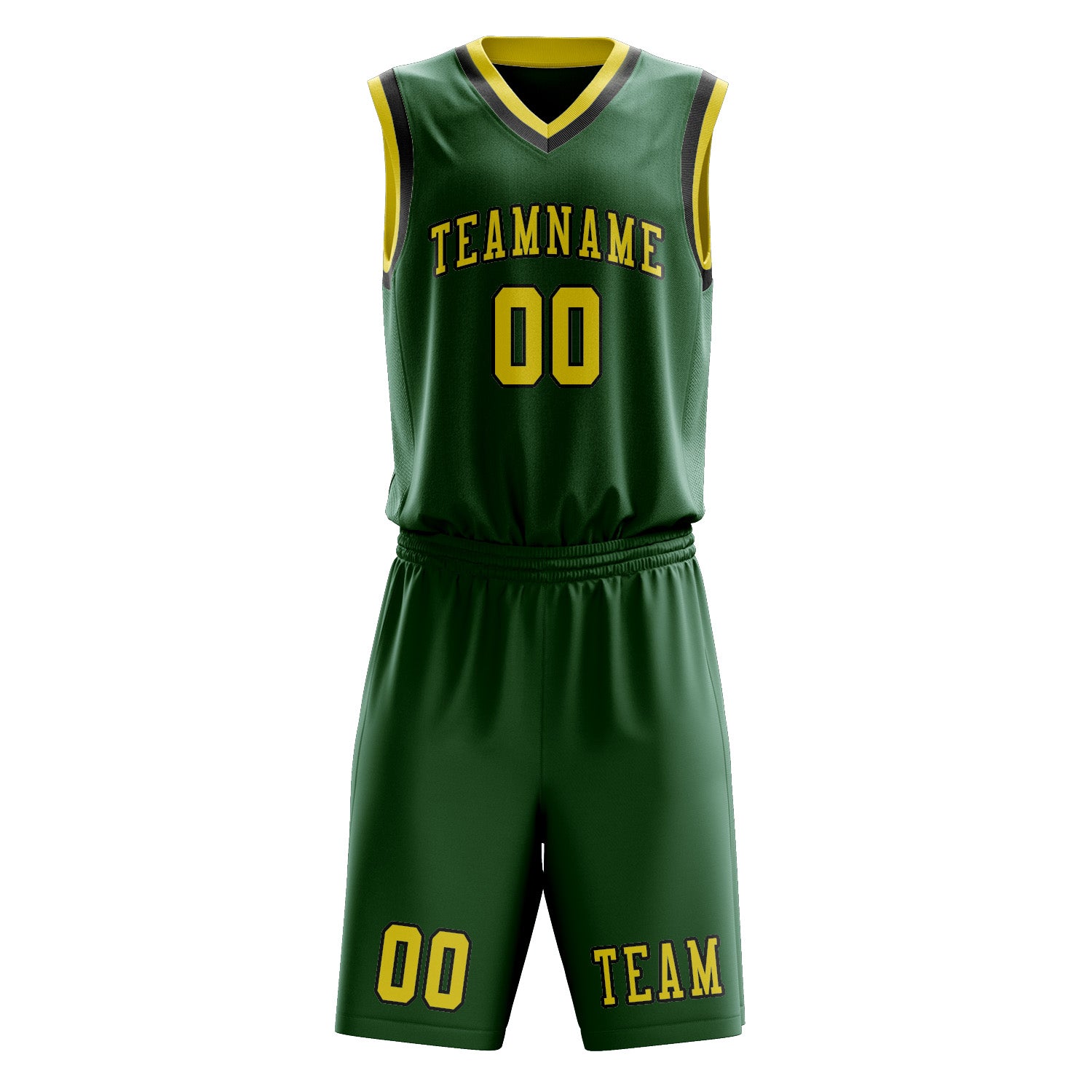 Custom Green Light Yellow Basketball Set