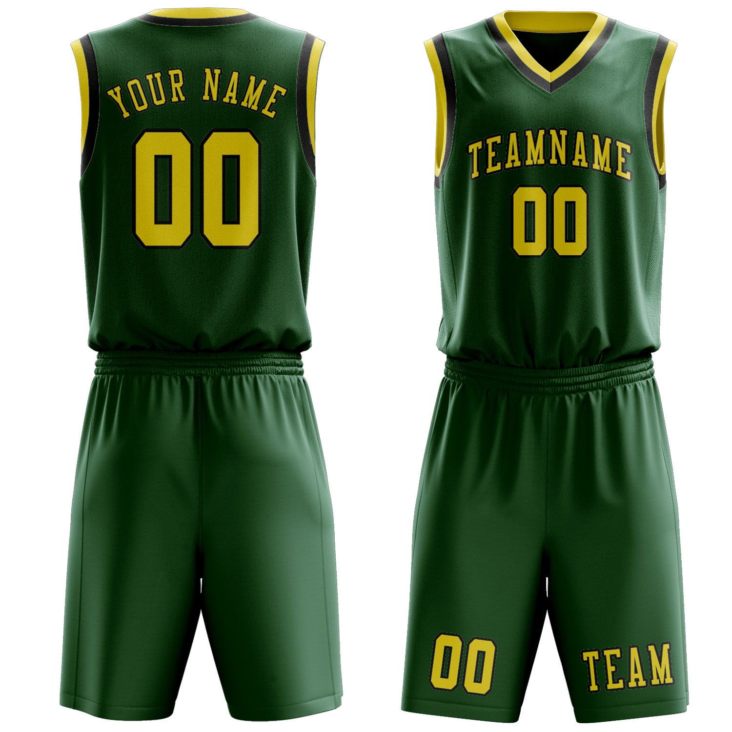 Custom Green Light Yellow Basketball Set