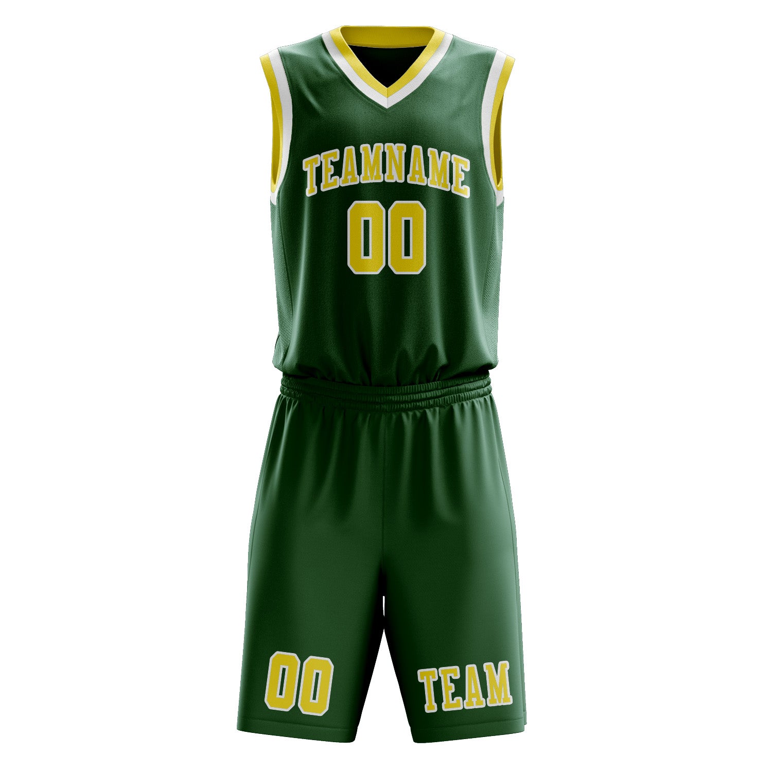 Custom Green Light Yellow Basketball Set