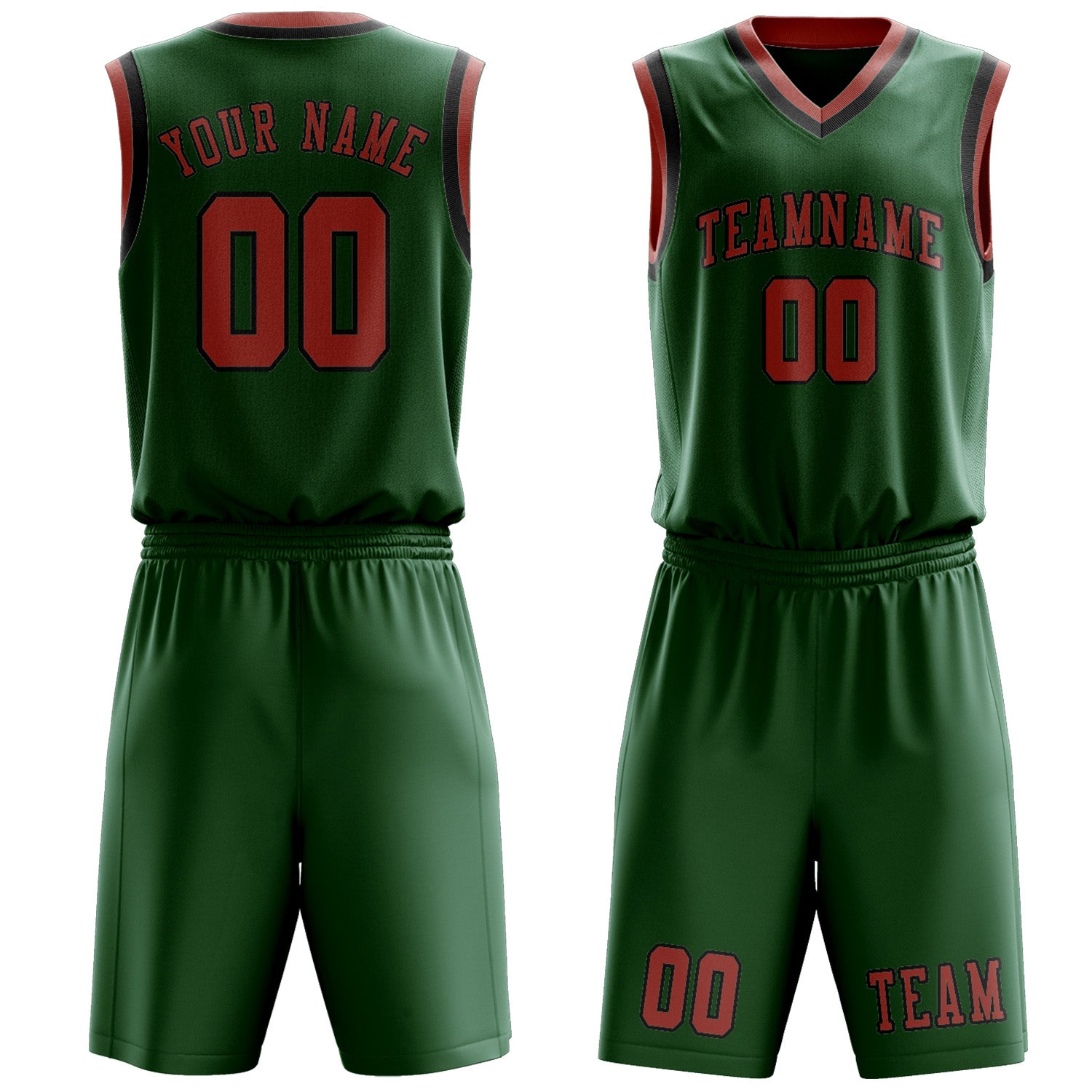 Custom Green Copper Rose Basketball Set