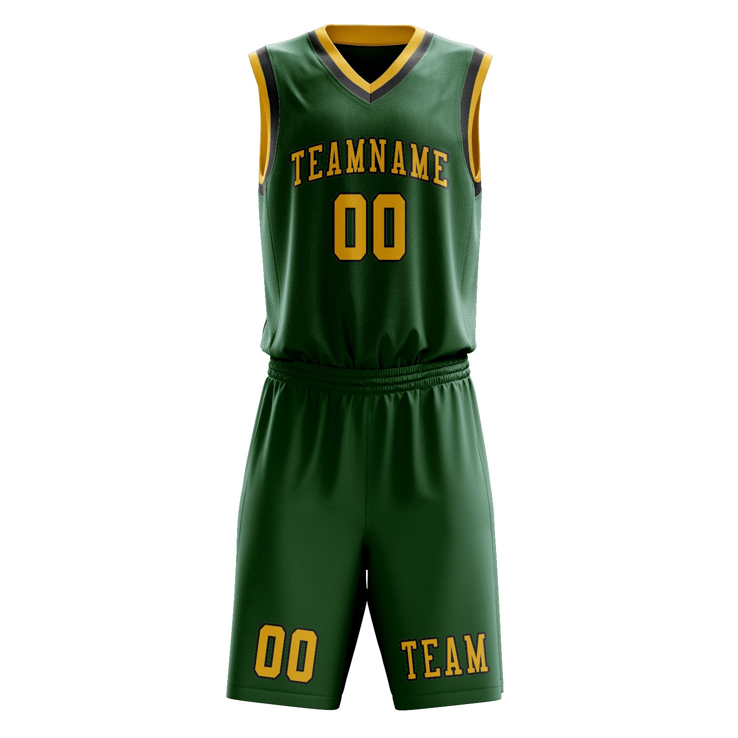 Custom Green Gold Basketball Set