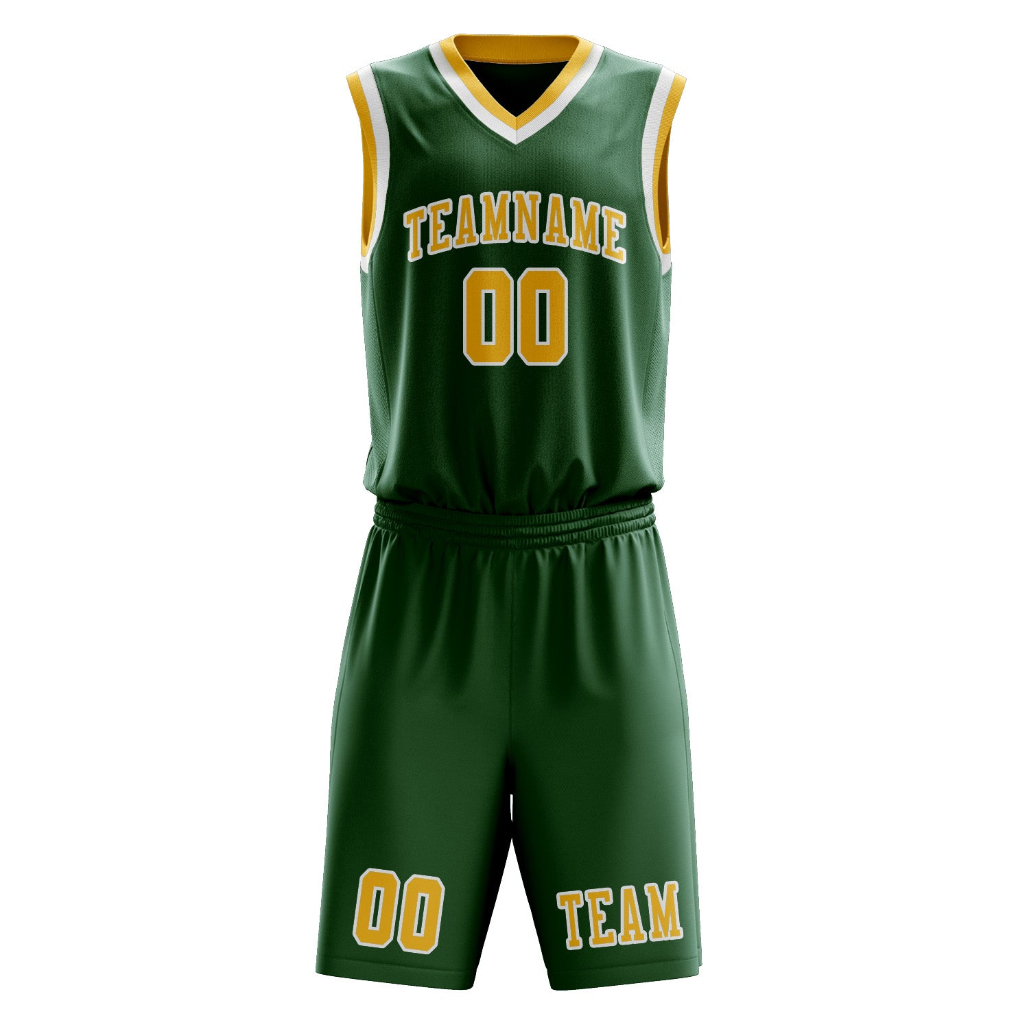 Custom Green Gold Basketball Set
