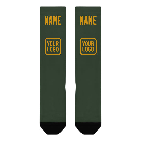Custom Dark Green Yellow Knee-High Sock