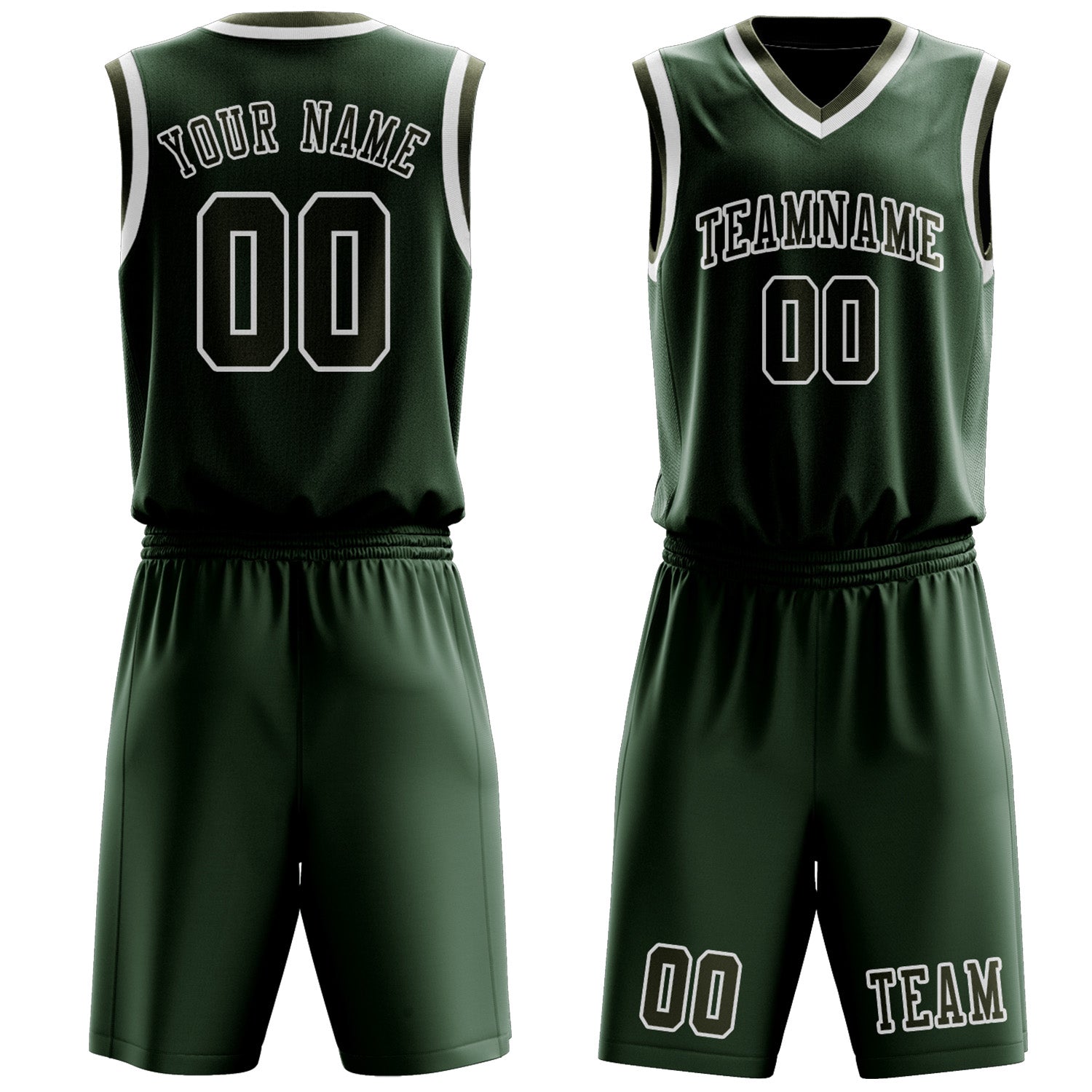 Custom Dark Green Olive Basketball Set