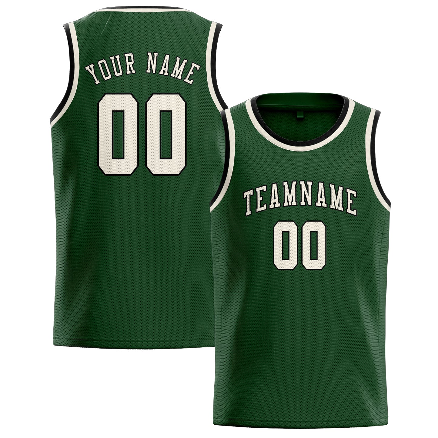 Custom Dark Green Cream Basketball Jersey