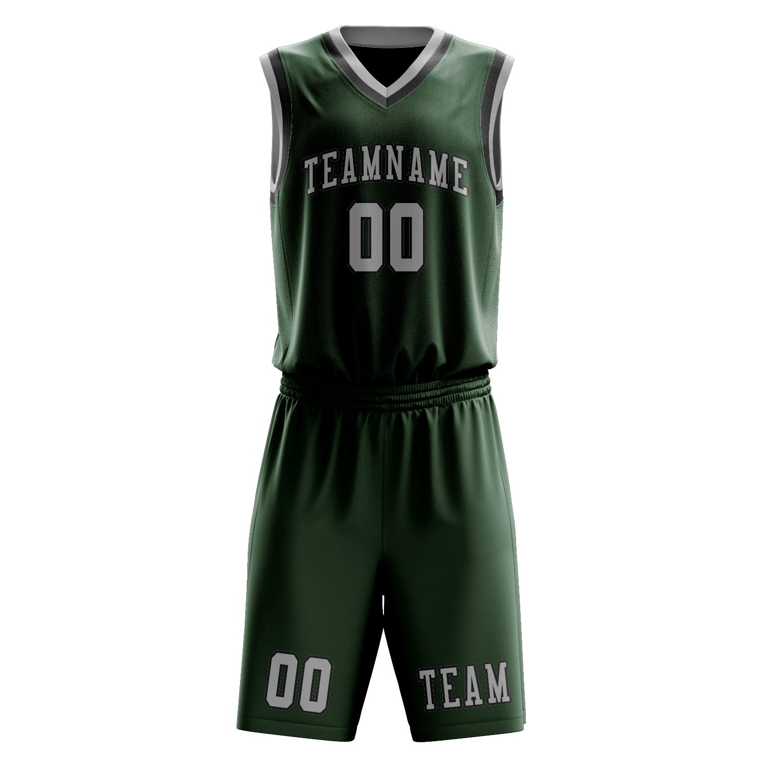Custom Dark Green Gray Basketball Set