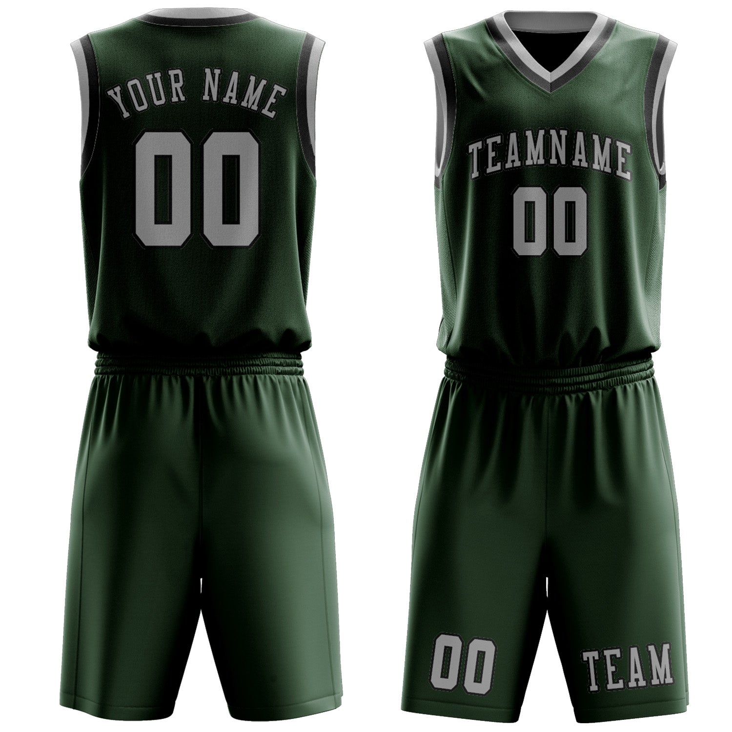 Custom Dark Green Gray Basketball Set
