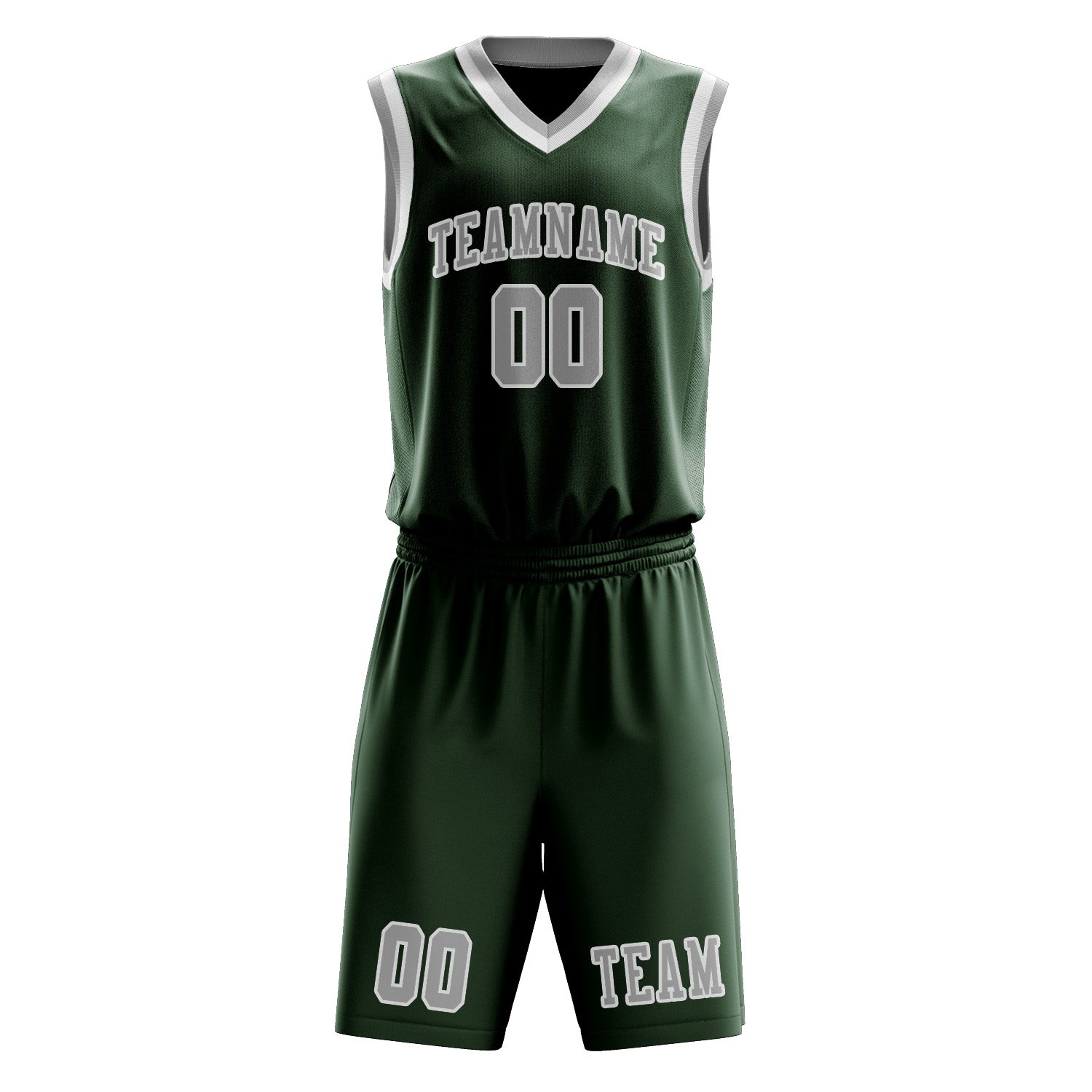 Custom Dark Green Gray Basketball Set