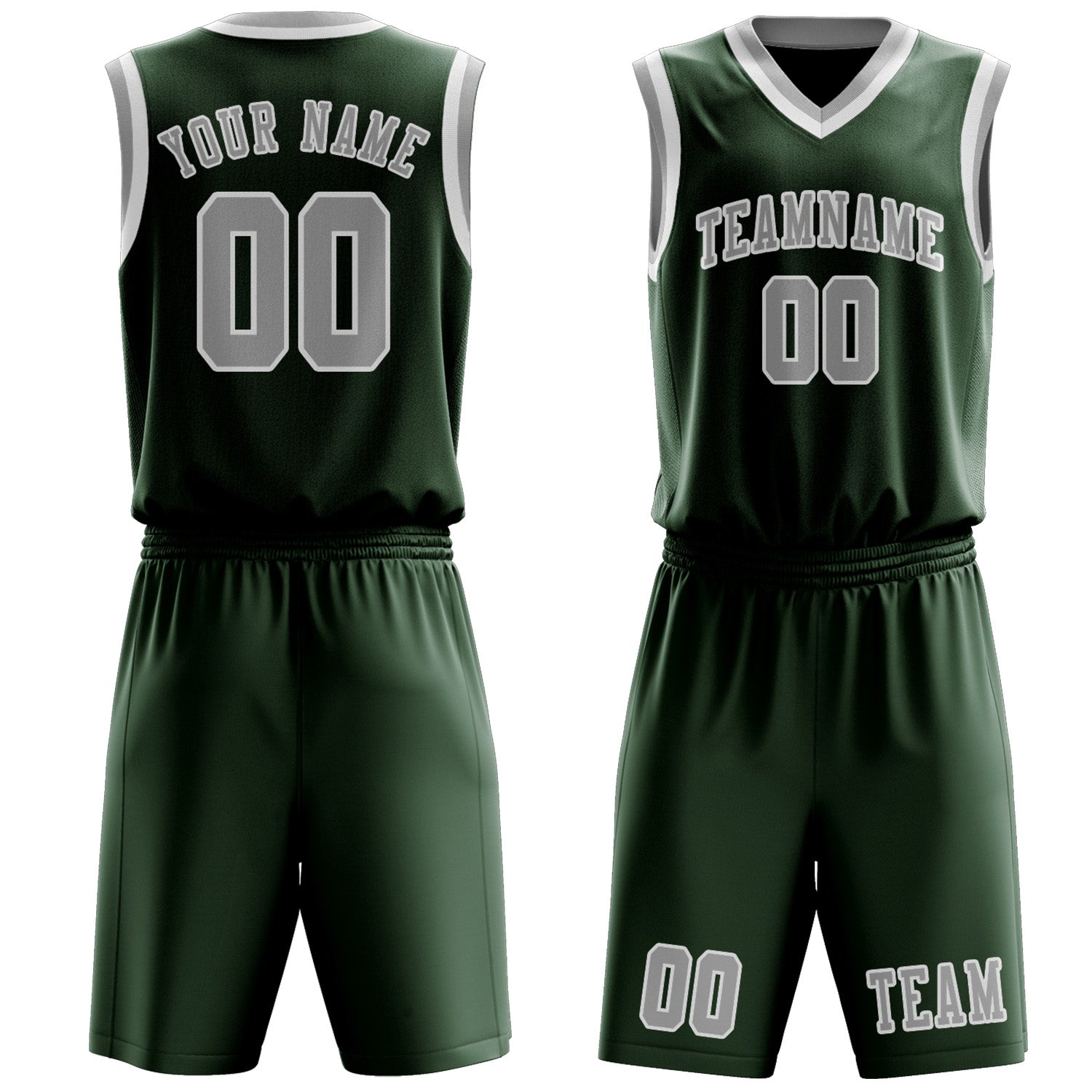 Custom Dark Green Gray Basketball Set