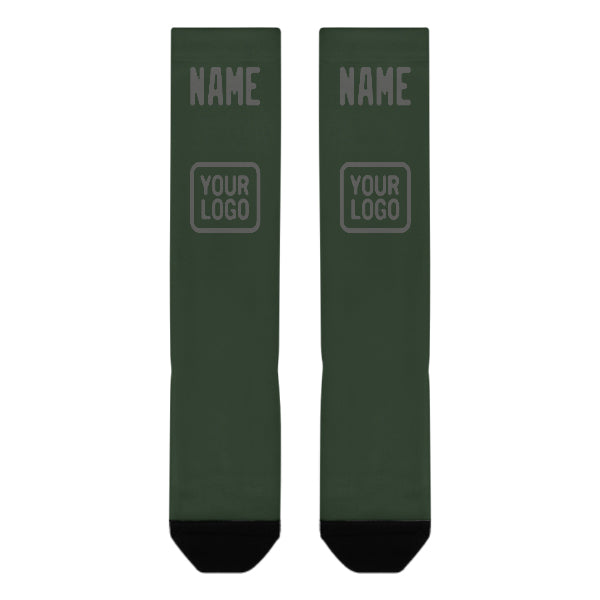Custom Dark Green Dark Grey Knee-High Sock