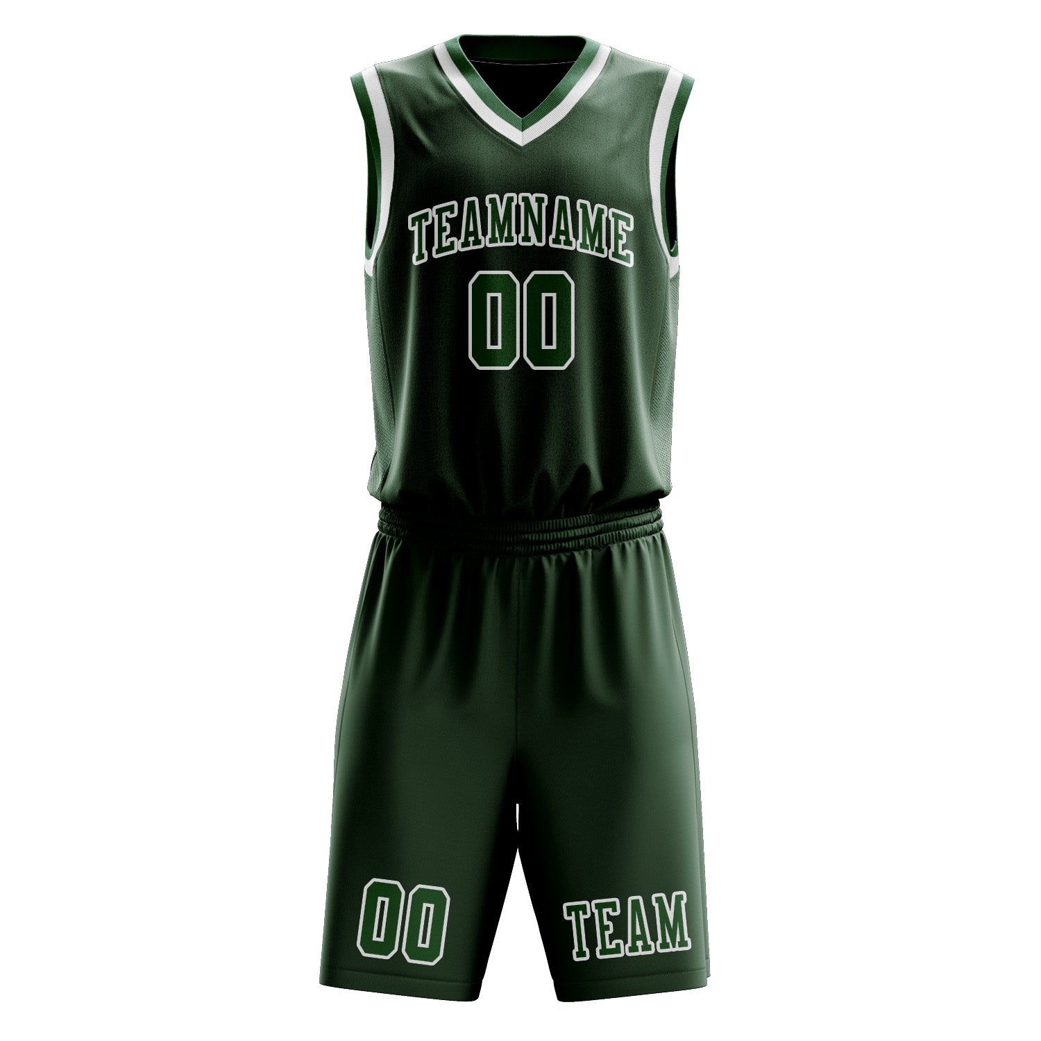 Custom Dark Green Green Basketball Set