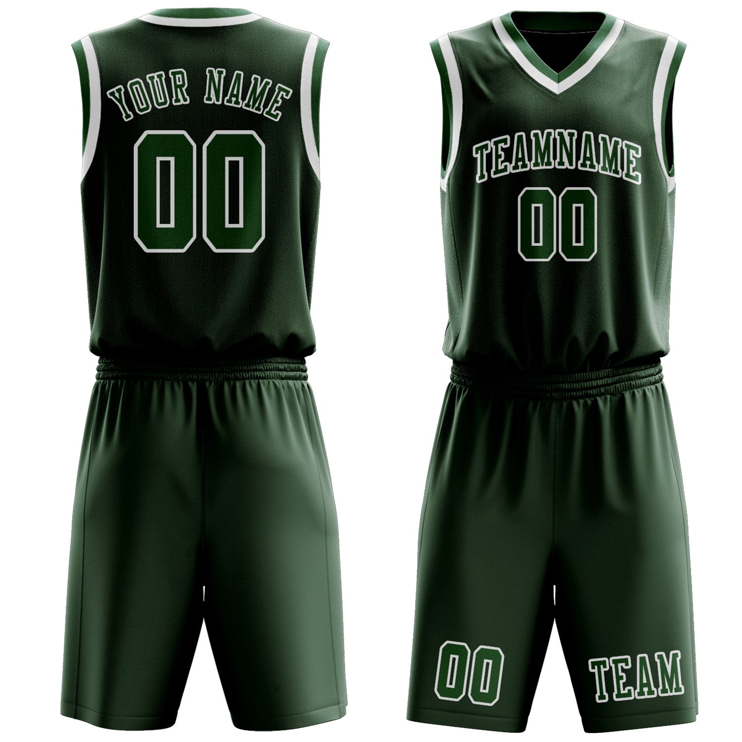 Custom Dark Green Green Basketball Set