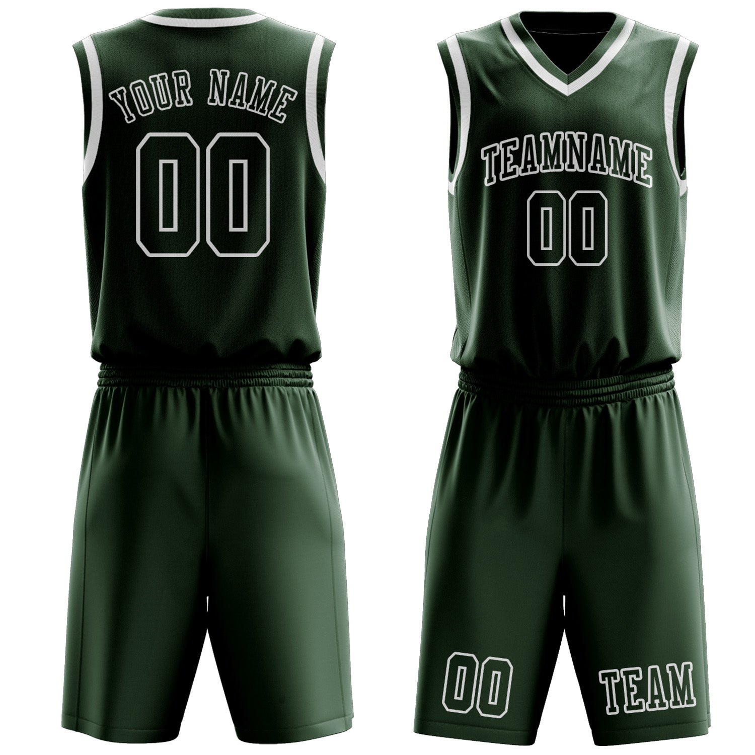 Custom Dark Green Dark Green Basketball Set