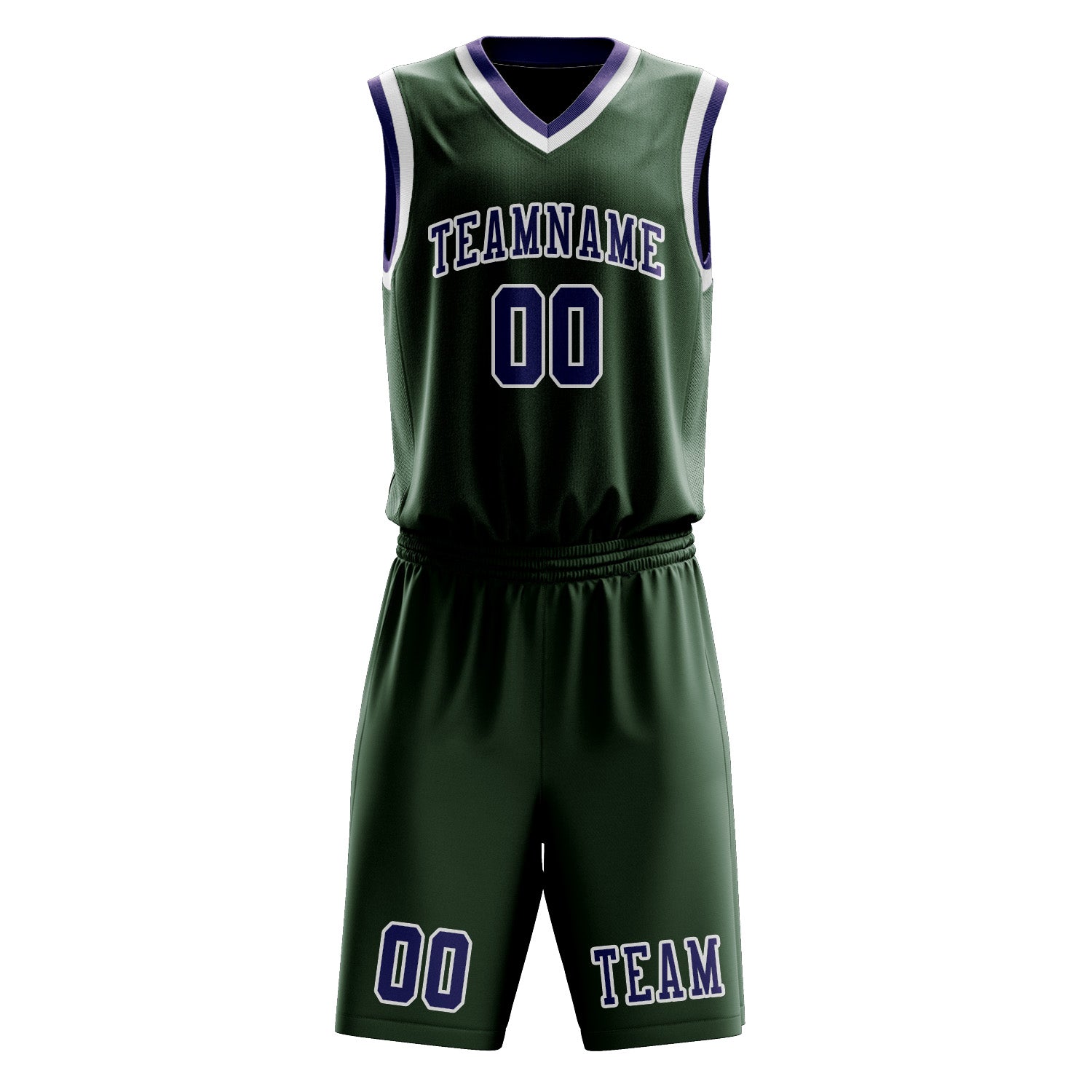 Custom Dark Green Purple Basketball Set