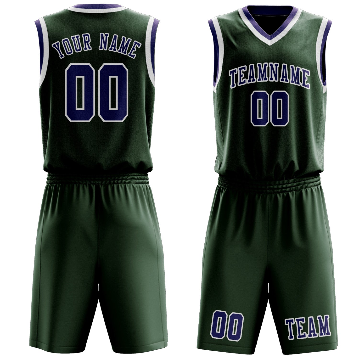 Custom Dark Green Purple Basketball Set