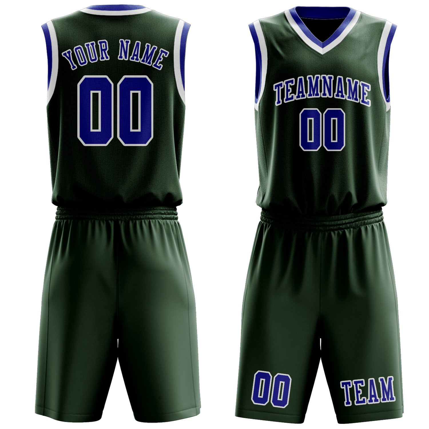 Custom Dark Green Sky Blue Basketball Set