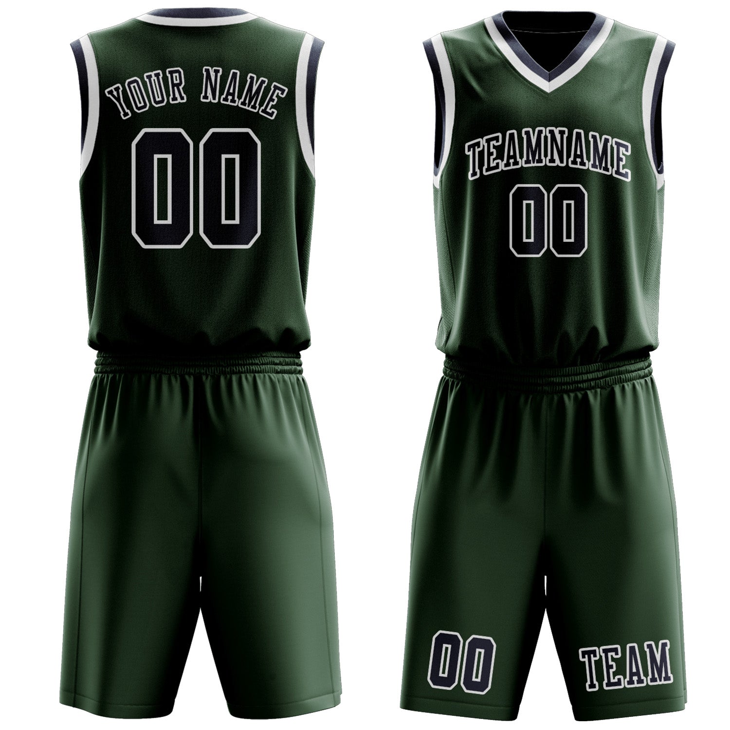 Custom Dark Green Blue Basketball Set