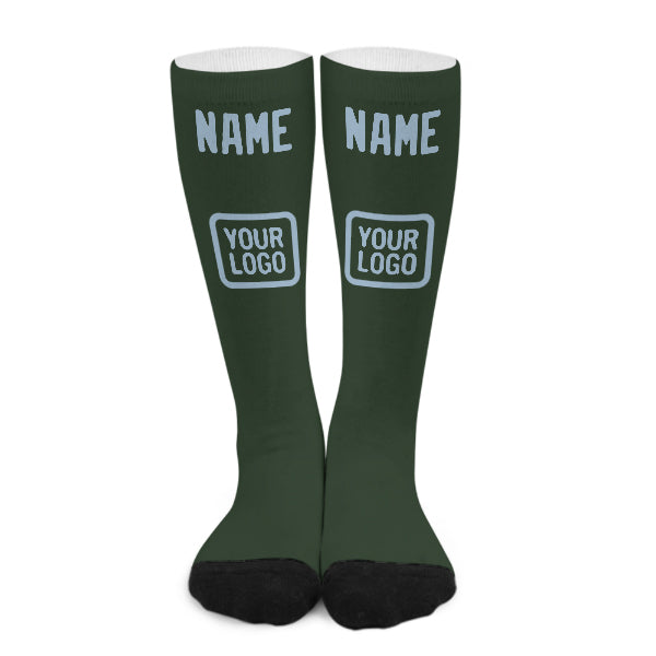 Custom Dark Green Light Blue Knee-High Sock