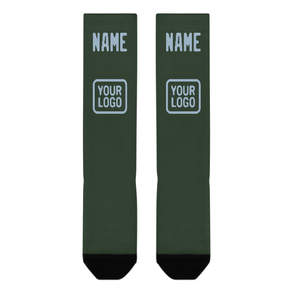 Custom Dark Green Light Blue Knee-High Sock
