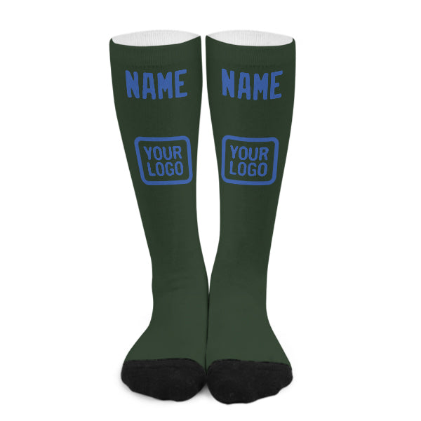 Custom Dark Green Sky Blue Knee-High Sock