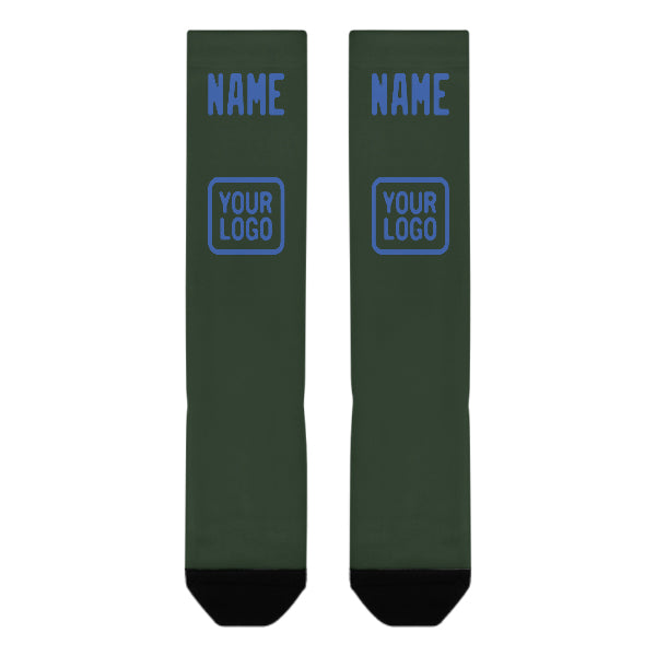 Custom Dark Green Sky Blue Knee-High Sock