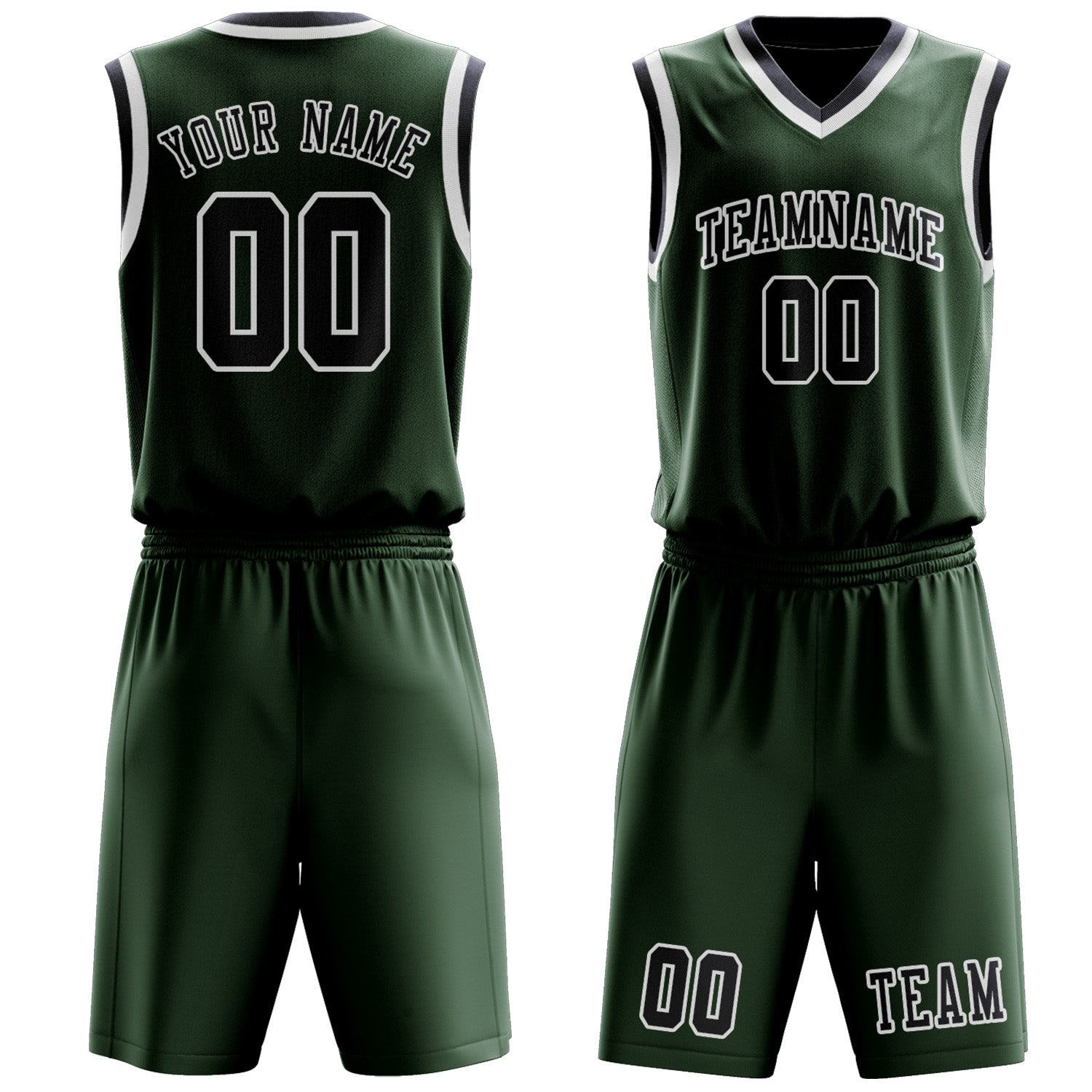 Custom Dark Green Navy Basketball Set