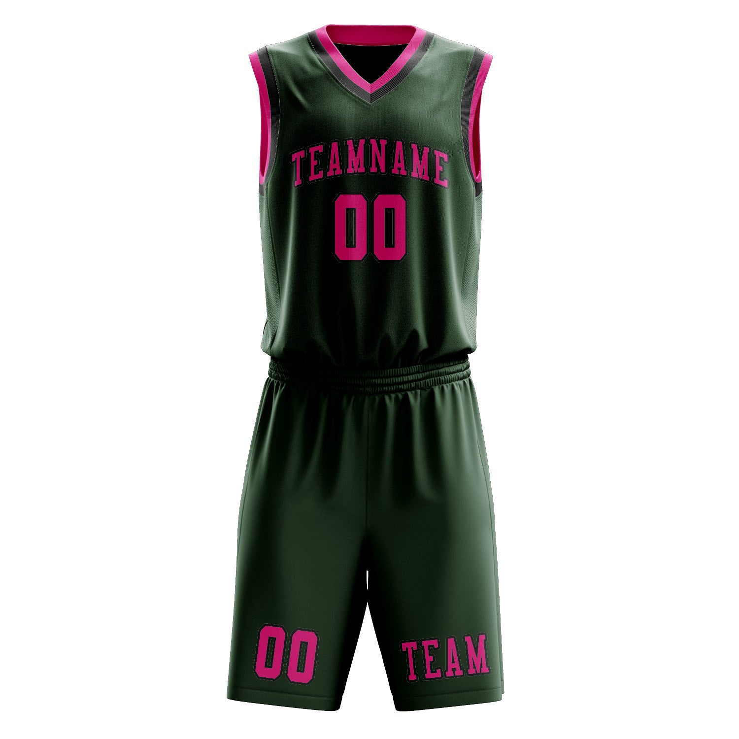Custom Dark Green Pink Basketball Set