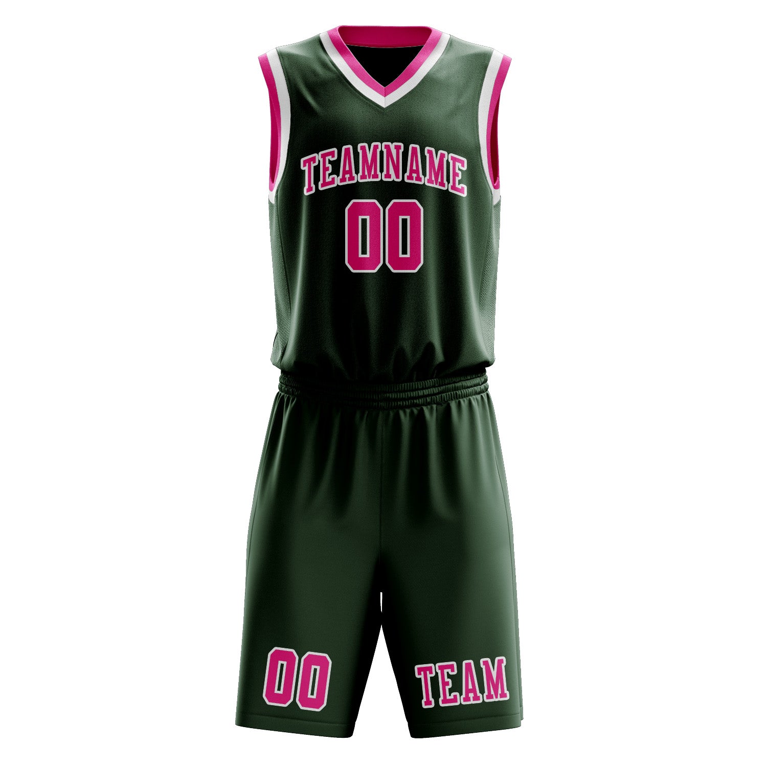 Custom Dark Green Pink Basketball Set