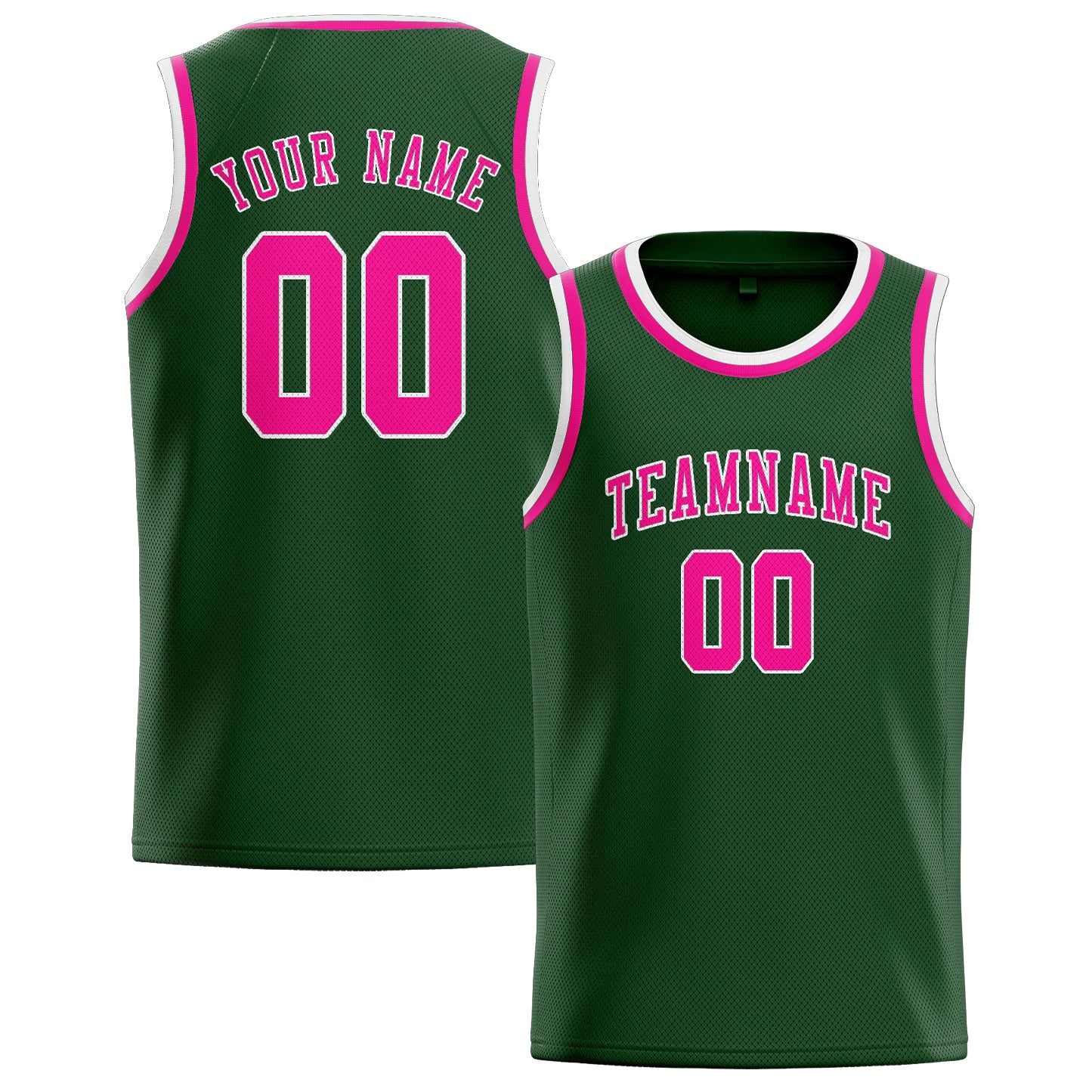 Custom Dark Green Pink Basketball Jersey