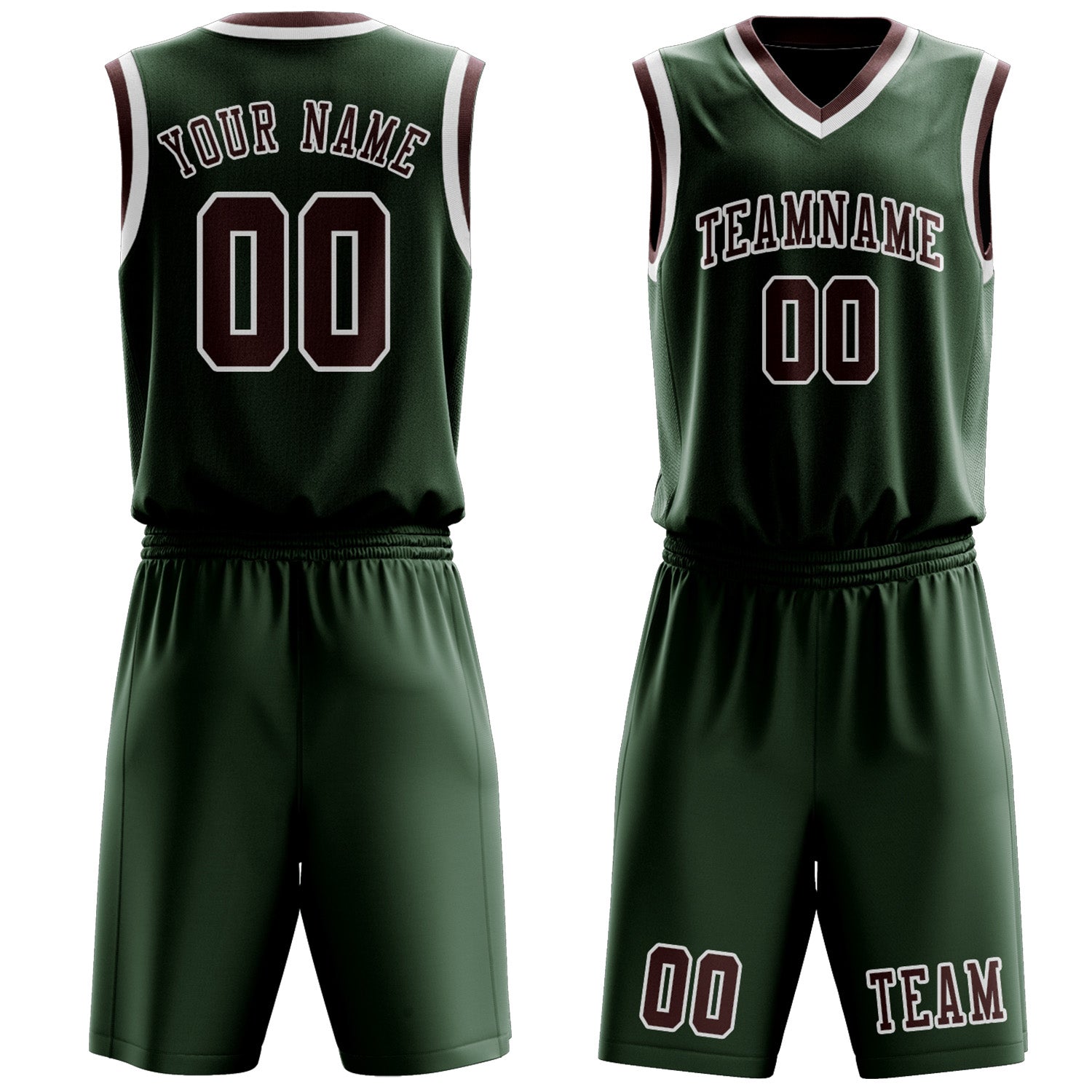 Custom Dark Green Crimson Red Basketball Set