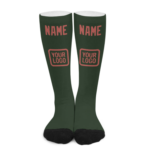 Custom Dark Green Copper Rose Knee-High Sock