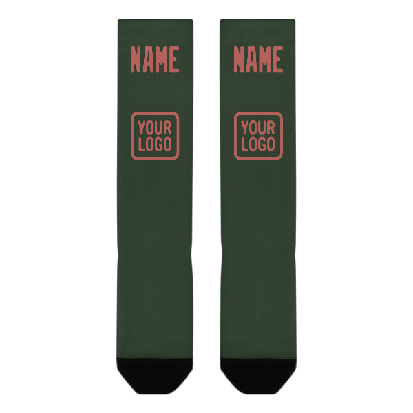 Custom Dark Green Copper Rose Knee-High Sock