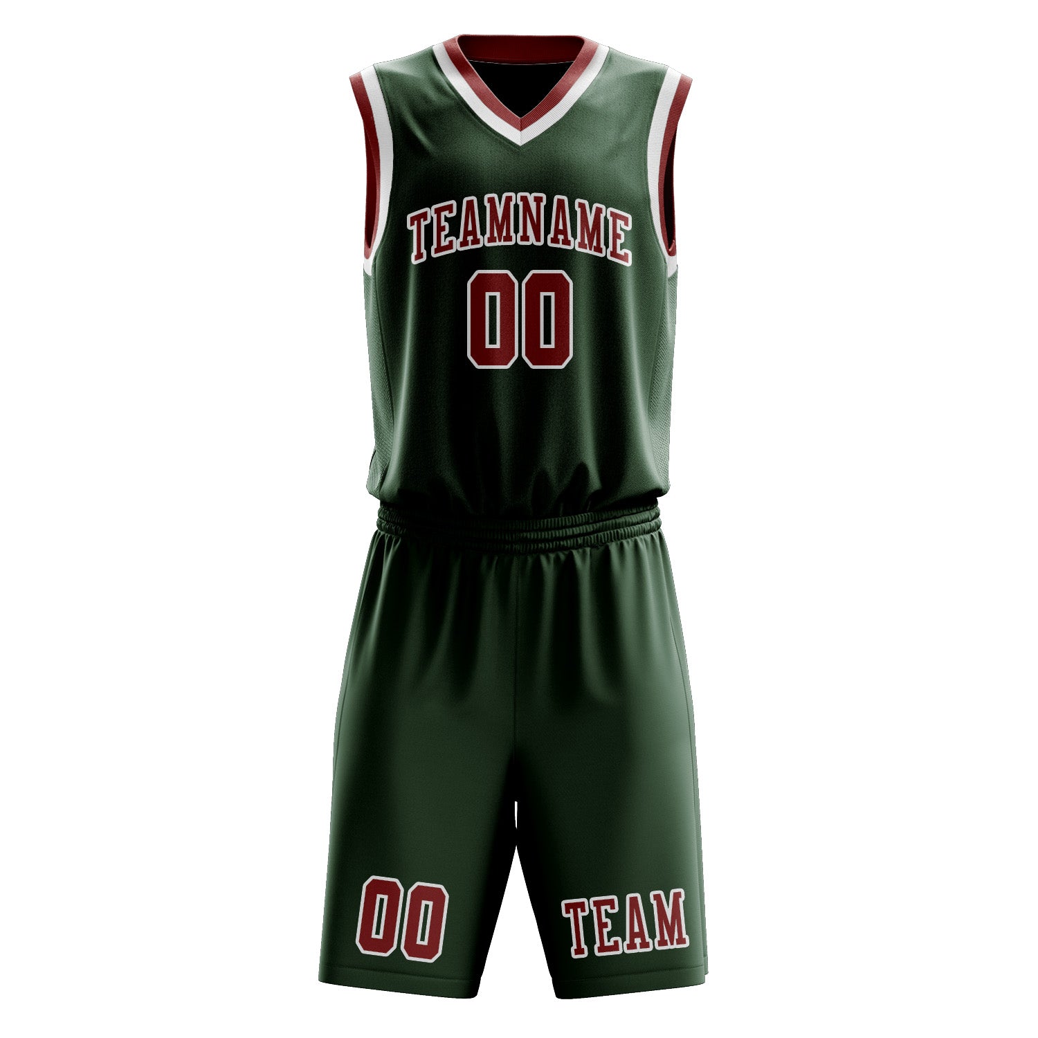Custom Dark Green Coral Red Basketball Set
