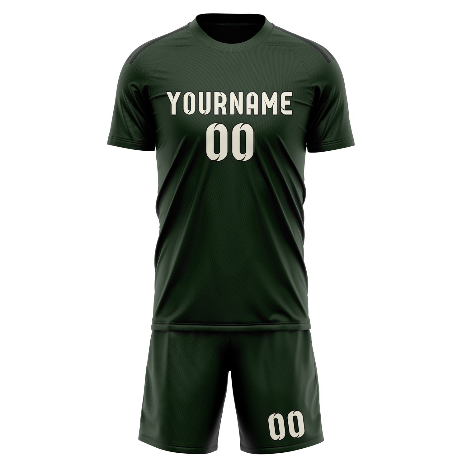 Custom Dark Green Cream Soccer Set