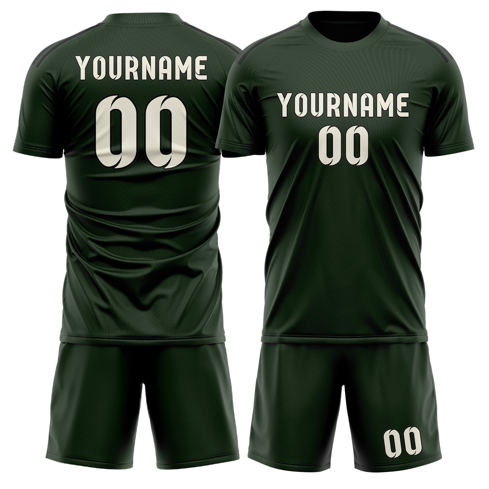 Custom Dark Green Cream Soccer Set