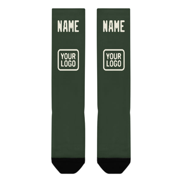 Custom Dark Green Cream Knee-High Sock