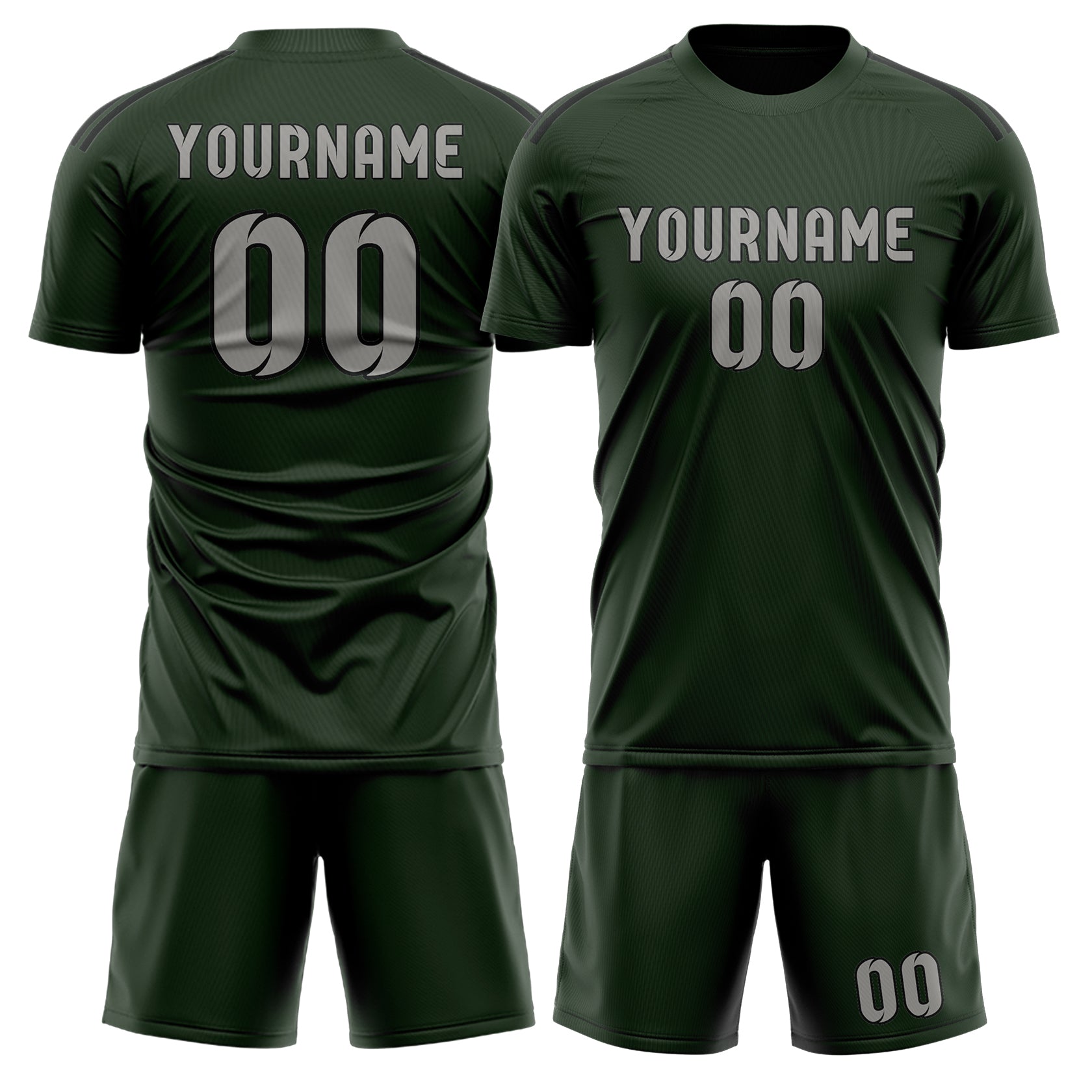 Custom Dark Green Gray Soccer Set