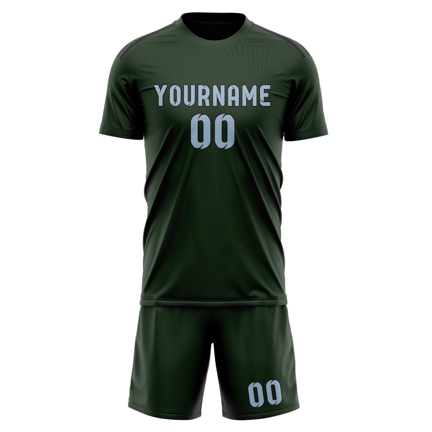 Custom Dark Green Light Blue Soccer Set