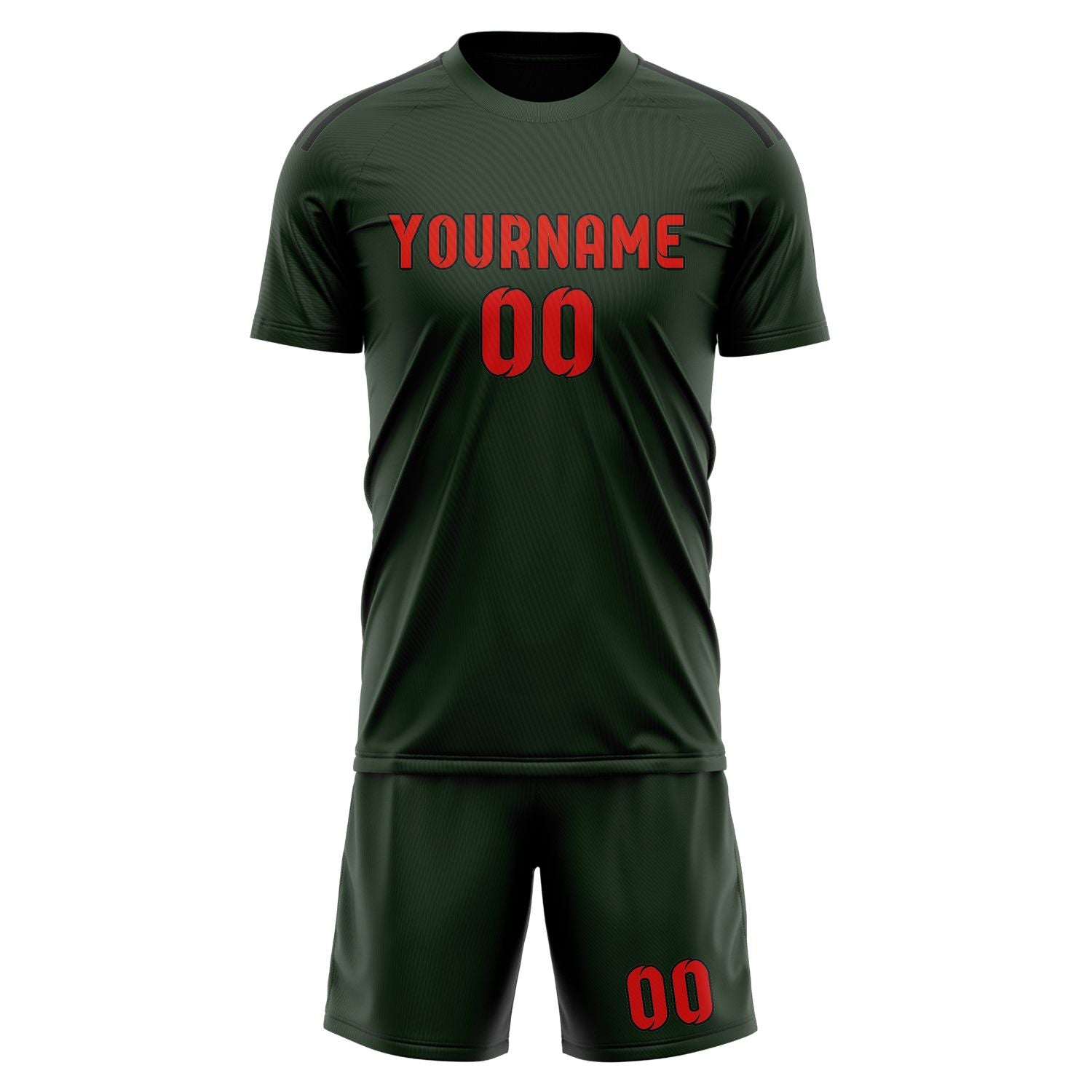 Custom Dark Green Orange Red Soccer Set