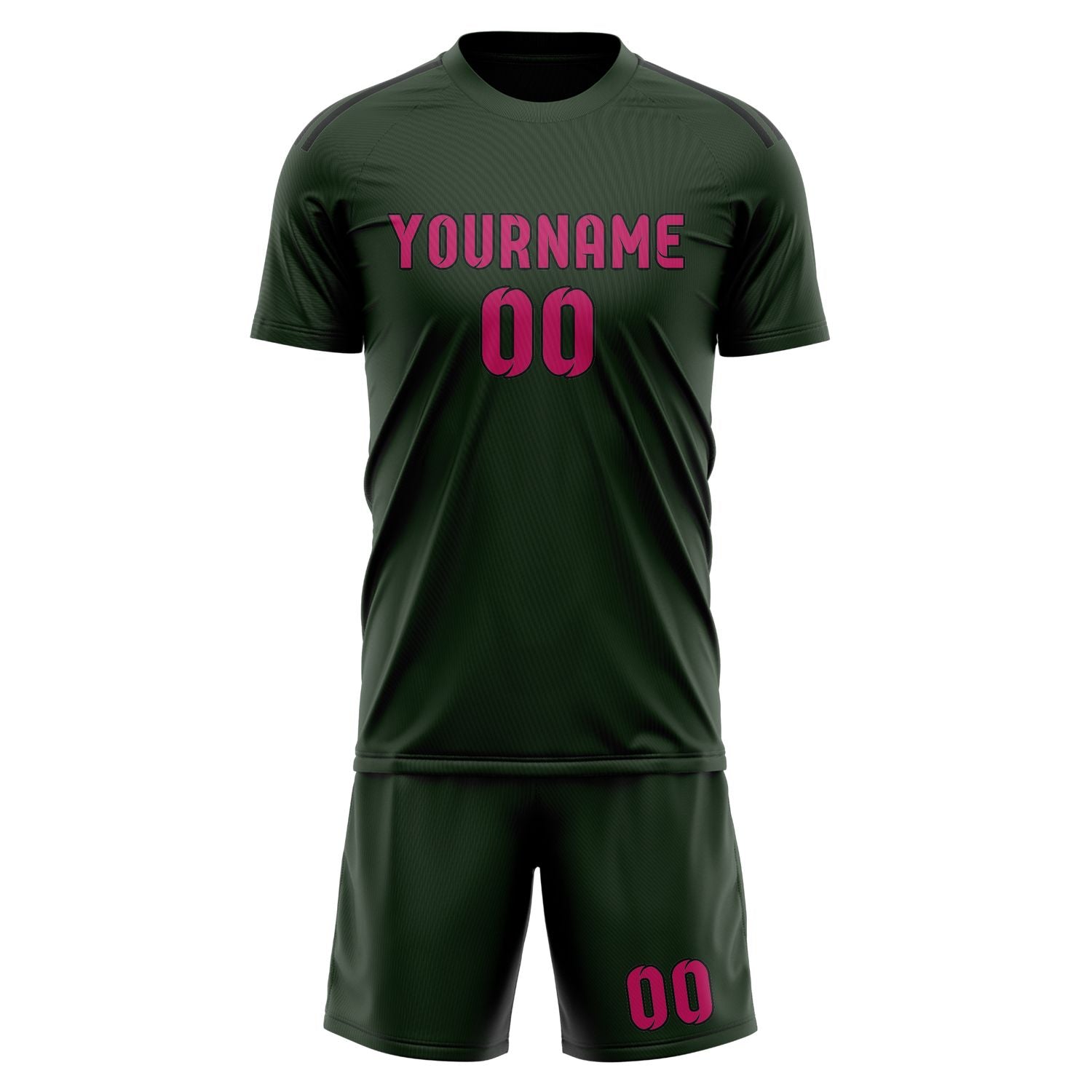 Custom Dark Green Pink Soccer Set