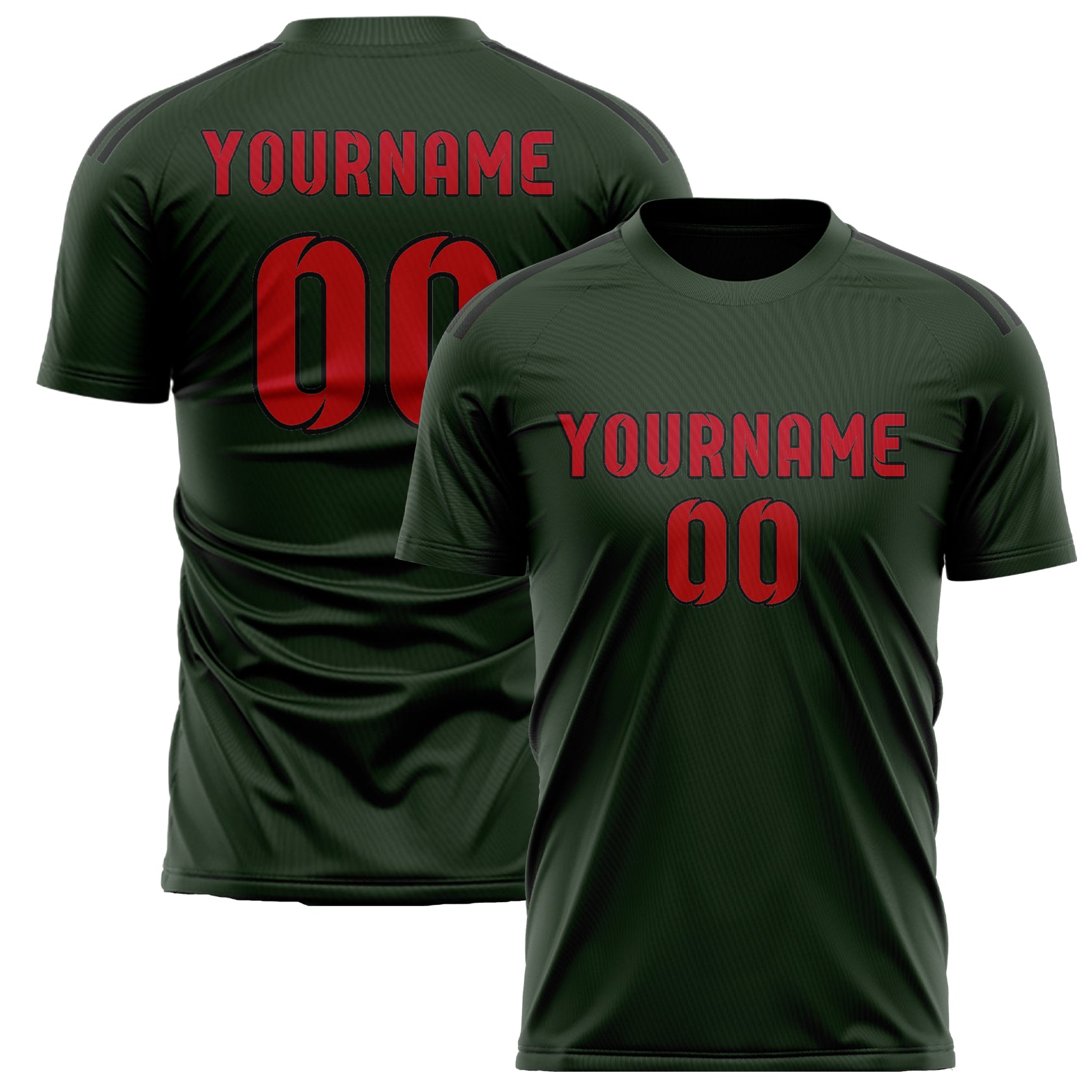Custom Dark Green Red Soccer Jersey