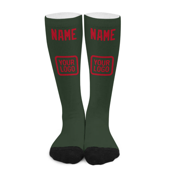 Custom Dark Green Red Knee-High Sock