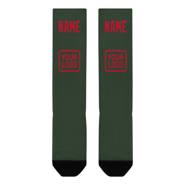 Custom Dark Green Red Knee-High Sock