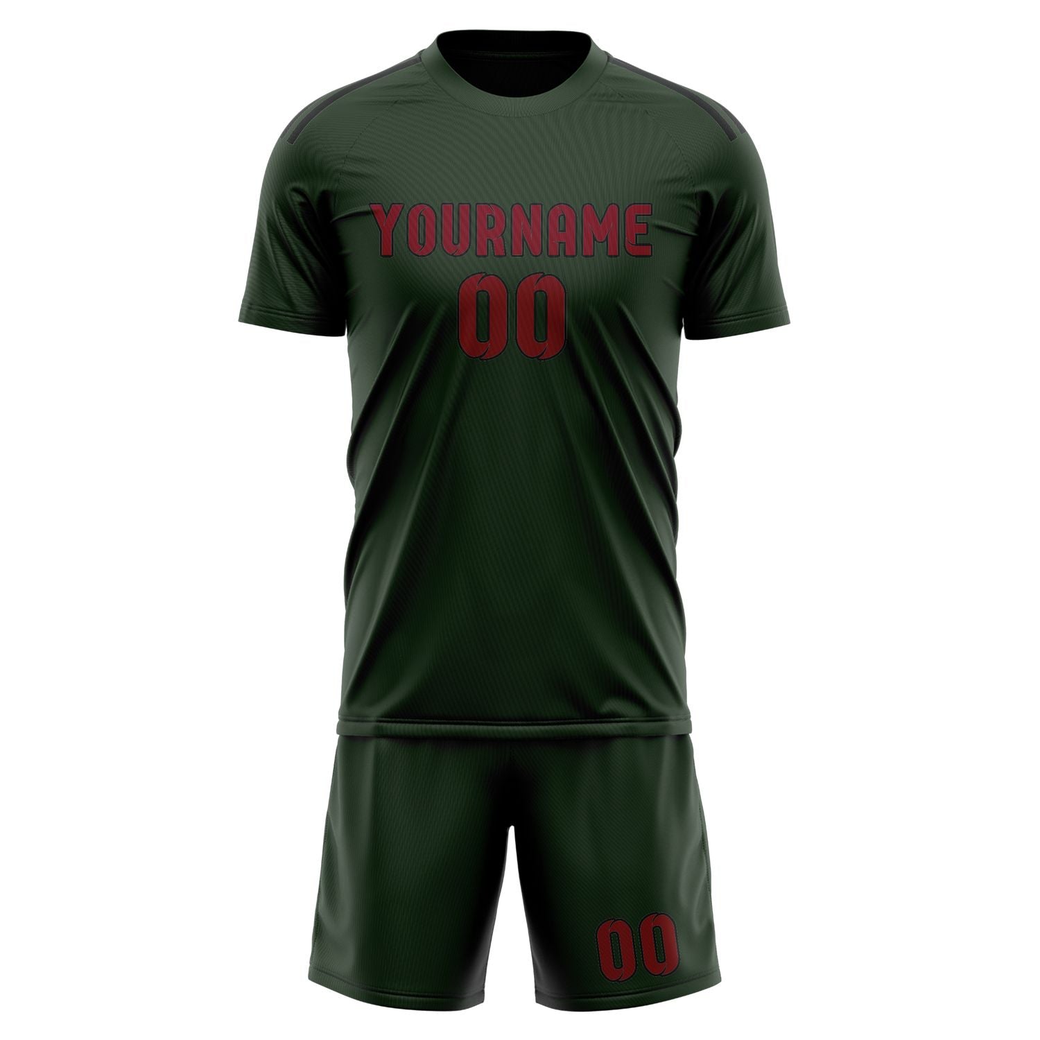Custom Dark Green Crimson Red Soccer Set